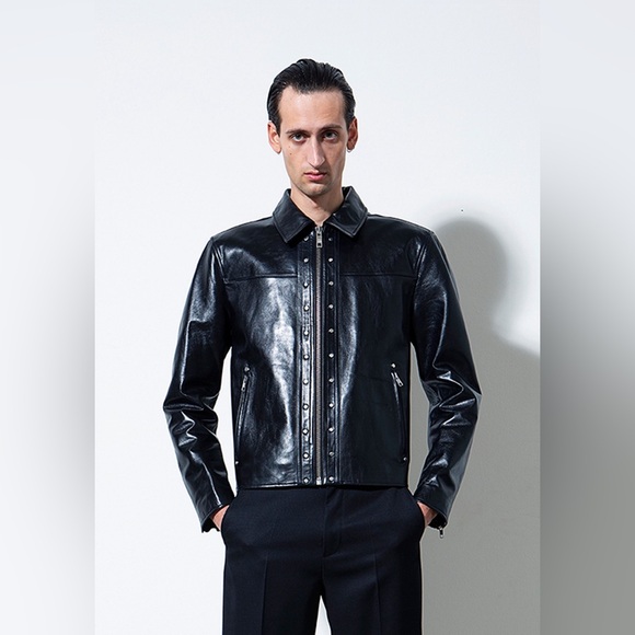 BLK DNM Studded Leather Jacket Black Mens Size M Medium - Picture 3 of 16